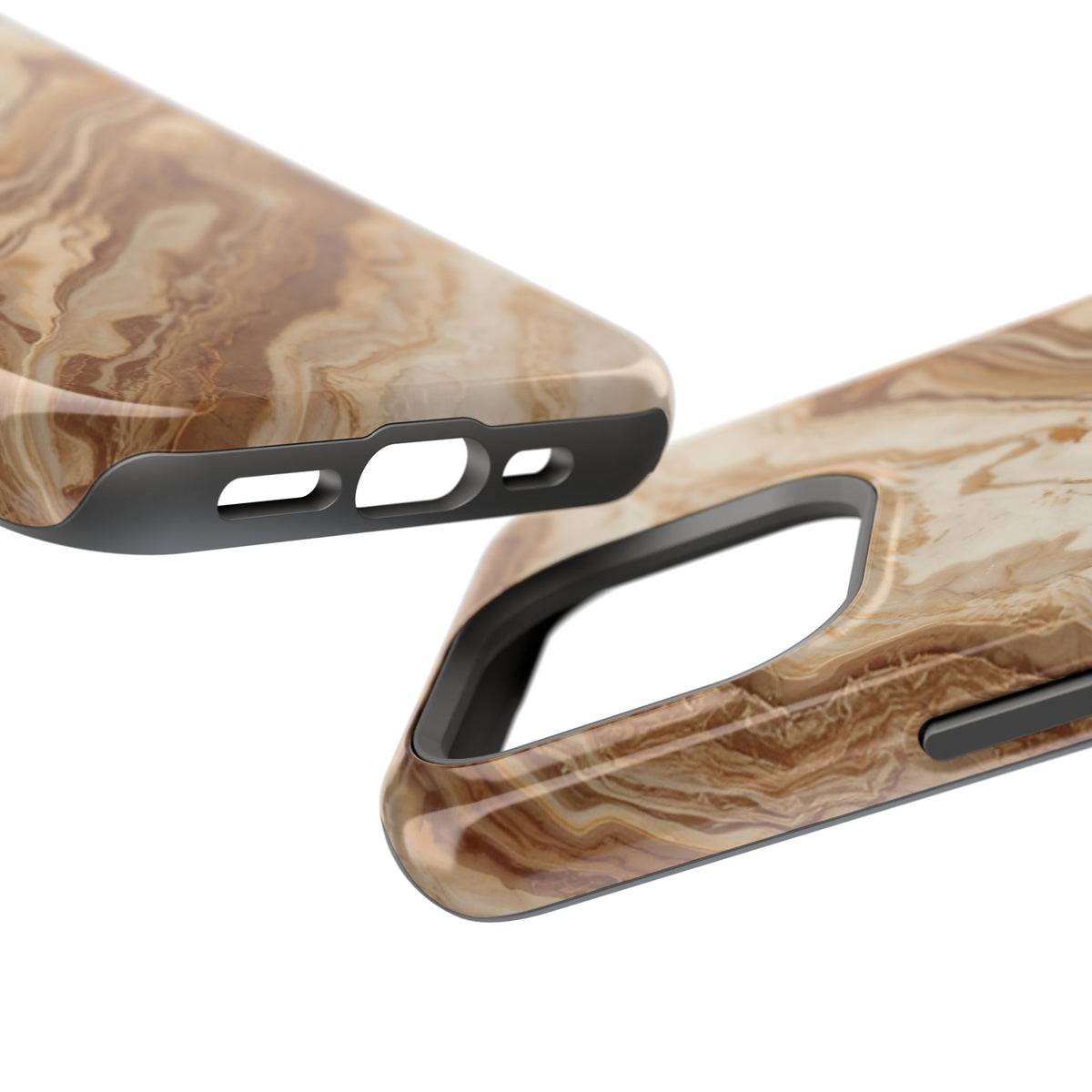 Magnetic Impact-Resistant Phone Case — Brown Marble Protective Cover