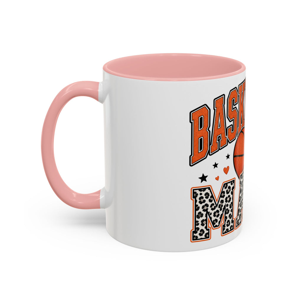 Basketball Mama Accent Coffee Mug – Leopard Print Hoop Mom Gift (11/15oz)