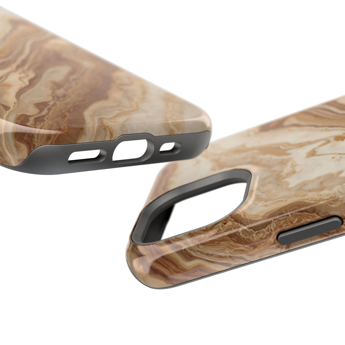 Magnetic Impact-Resistant Phone Case — Brown Marble Protective Cover