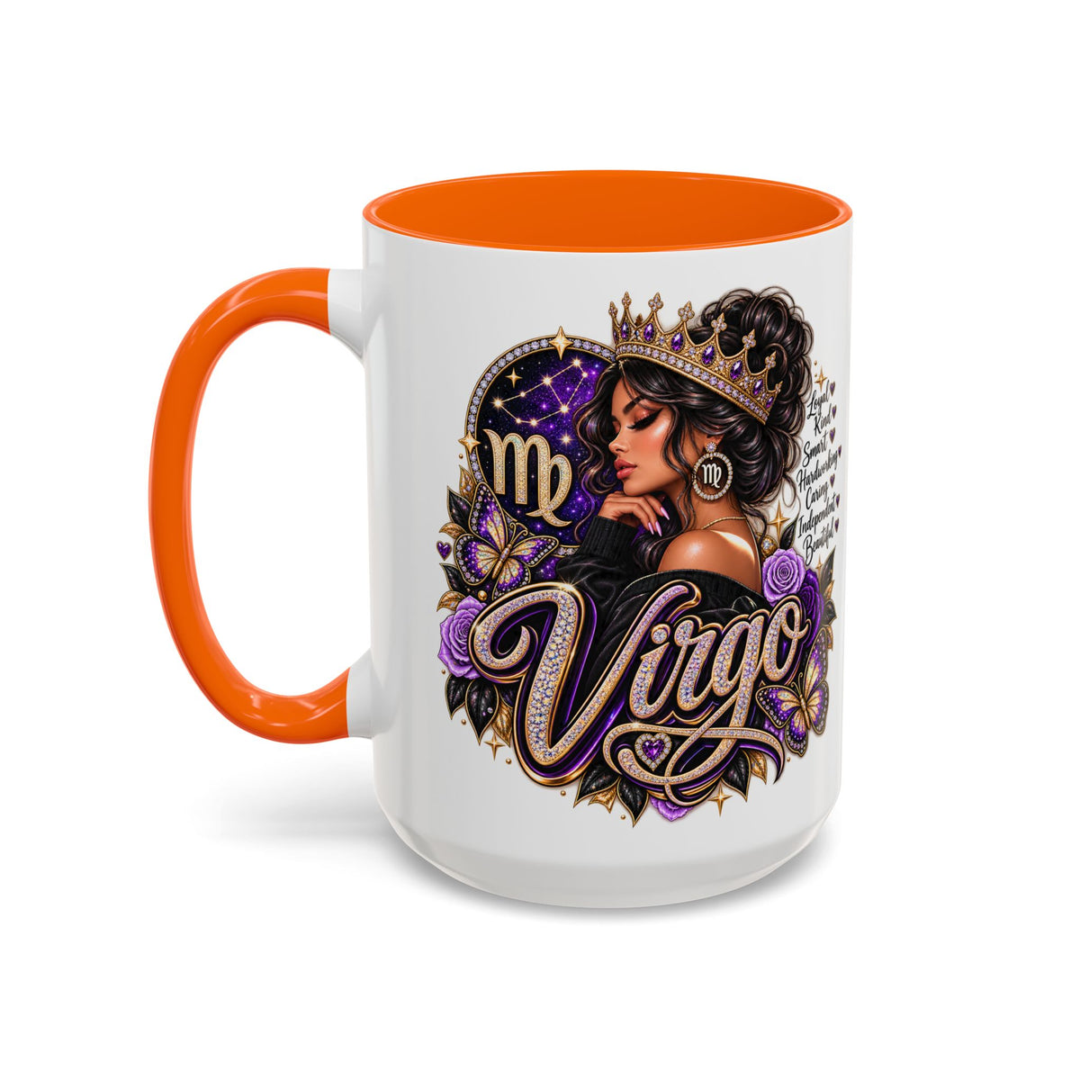 Virgo Zodiac Accent Coffee Mug — Purple Crowned Virgo Astrology Gift (11/15oz)
