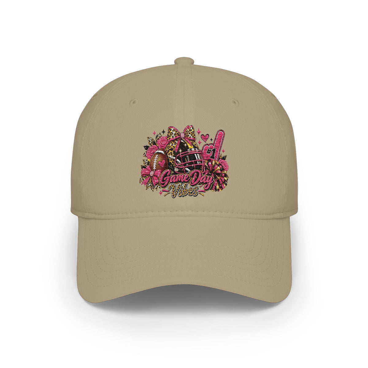 Red Floral Rhinestone Guitar Cap — Low Profile Baseball Hat for Music Lovers