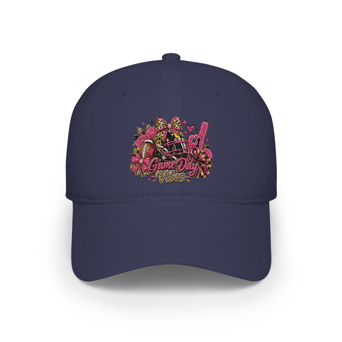 Red Floral Rhinestone Guitar Cap — Low Profile Baseball Hat for Music Lovers