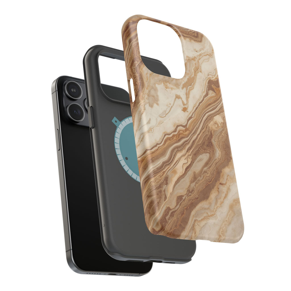 Magnetic Impact-Resistant Phone Case — Brown Marble Protective Cover