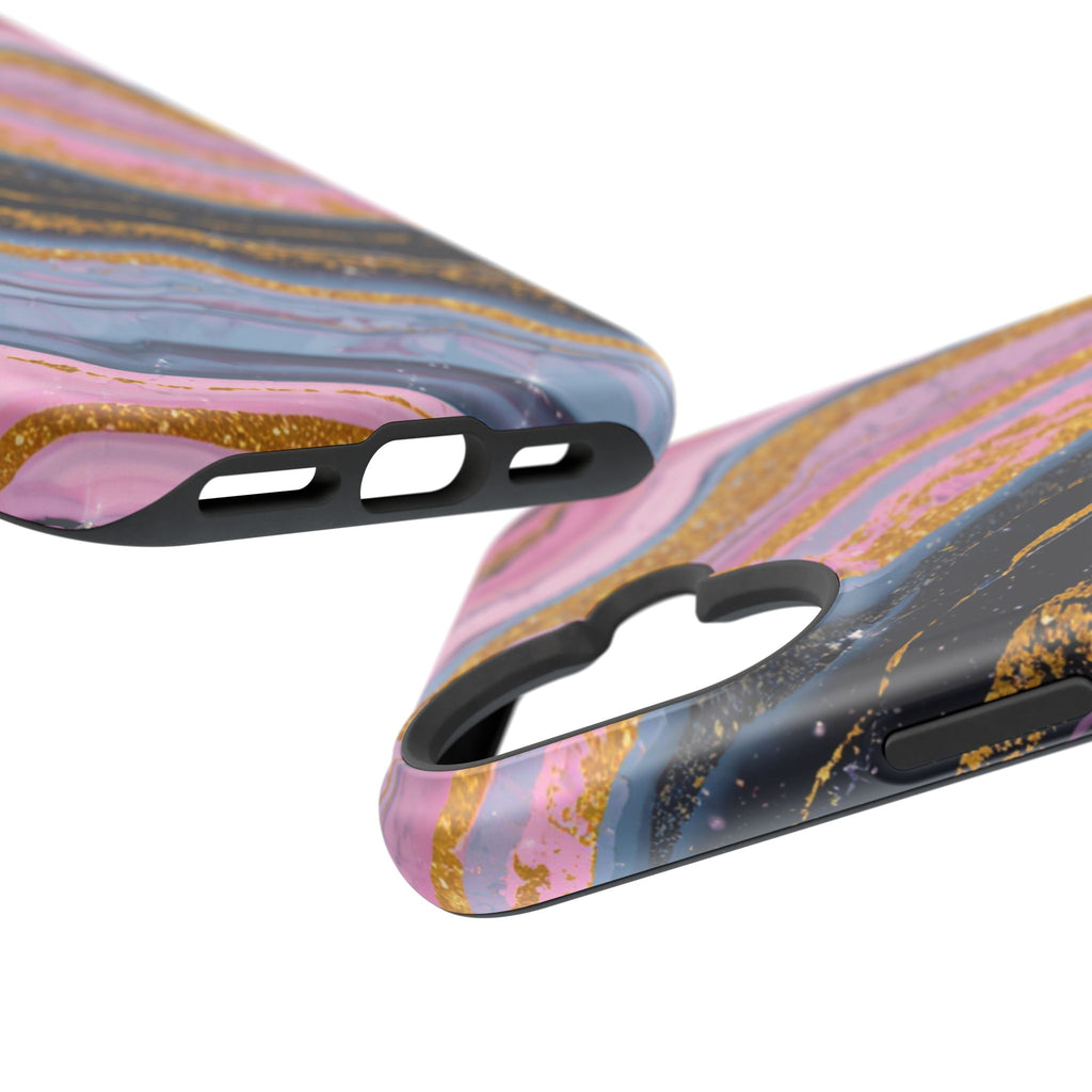 Marbled Pink & Gold Magnetic Phone Case — Impact-Resistant Protective Cover