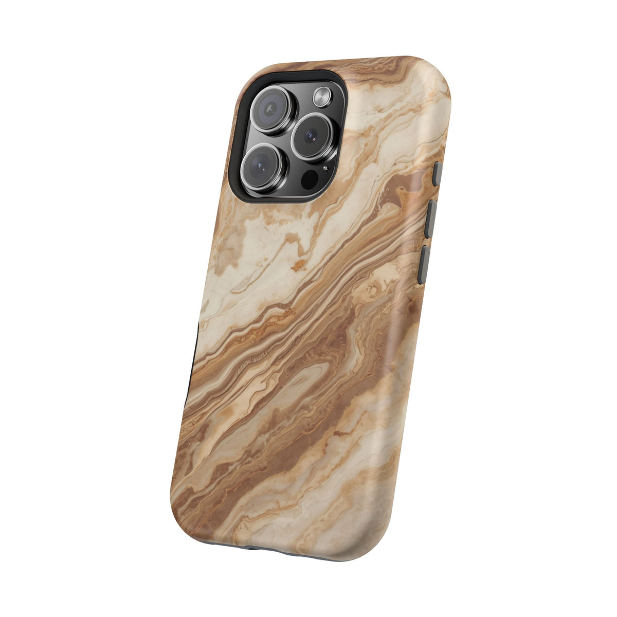 Magnetic Impact-Resistant Phone Case — Brown Marble Protective Cover