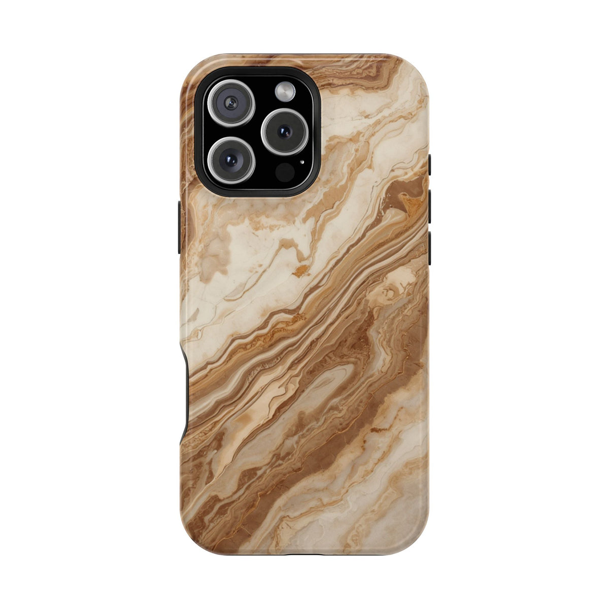 Magnetic Impact-Resistant Phone Case — Brown Marble Protective Cover