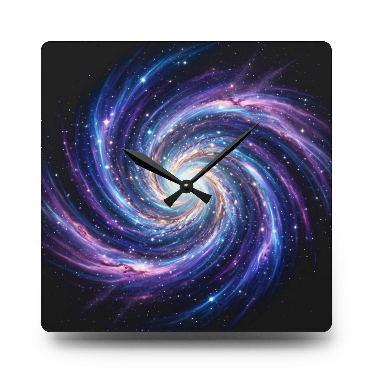 Galaxy Swirl Acrylic Wall Clock — Cosmic Space Spiral Home Decor