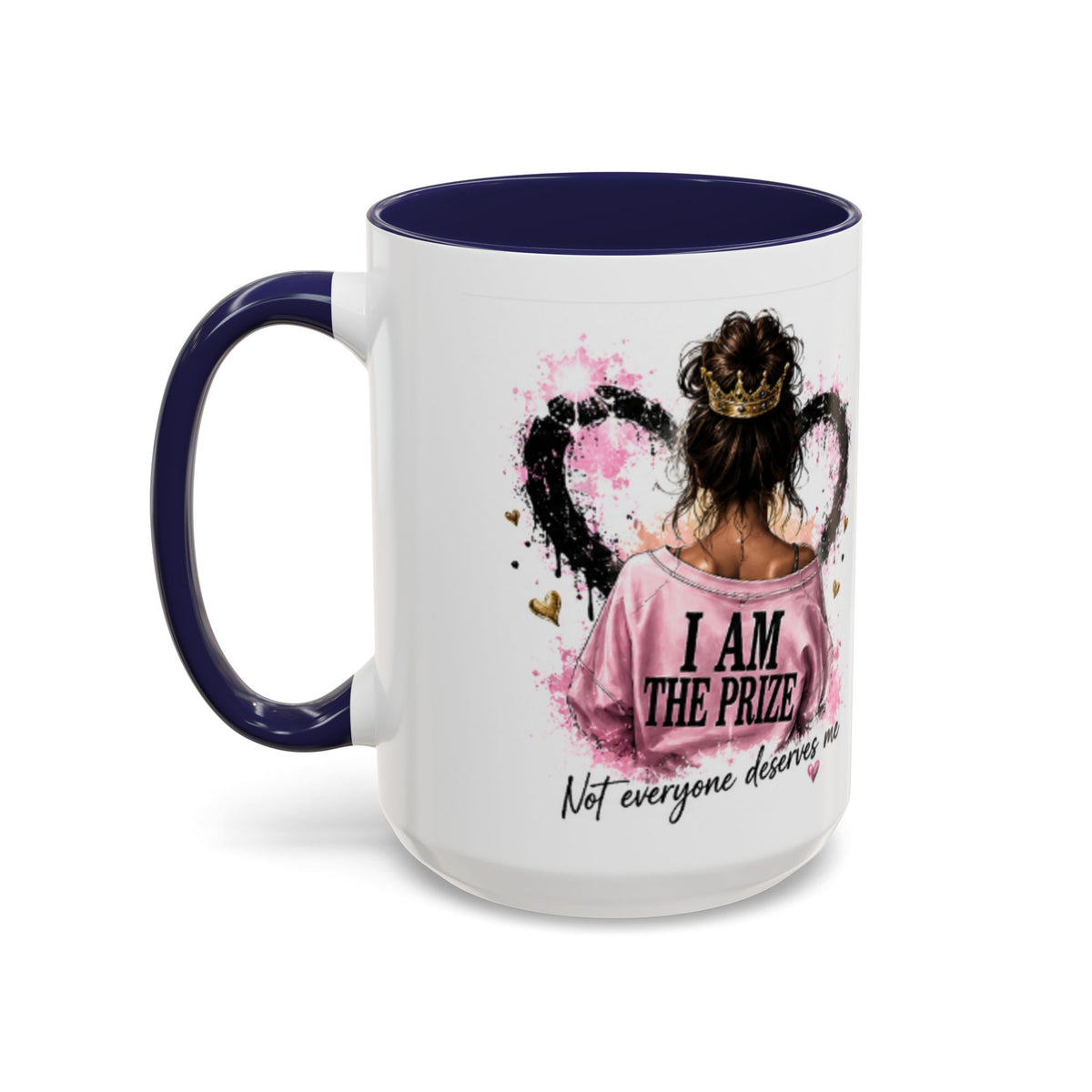 Accent Coffee Mug — "I Am The Prize" Floral Heart Design (11/15oz)