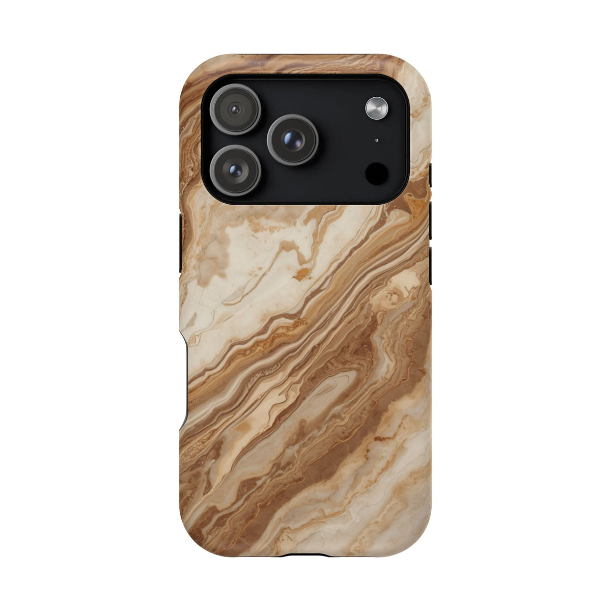 Magnetic Impact-Resistant Phone Case — Brown Marble Protective Cover