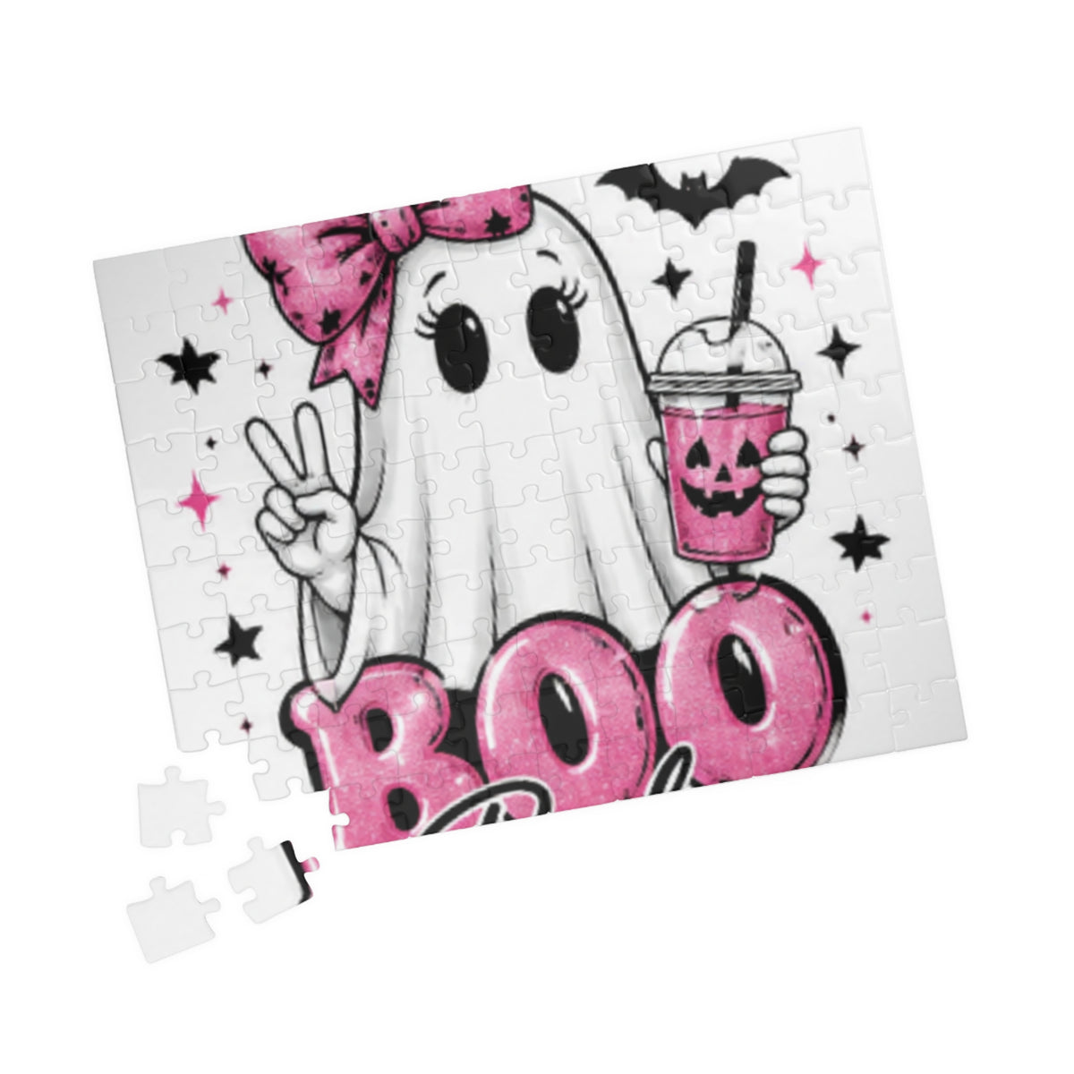 Boo Babes Halloween Puzzle — Cute Ghost with Pink Bow (110–1014 pcs)