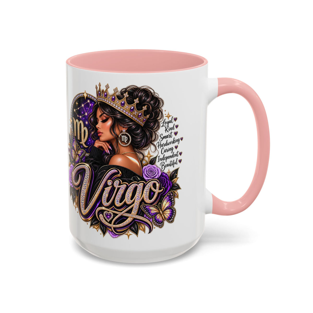 Virgo Zodiac Accent Coffee Mug — Purple Crowned Virgo Astrology Gift (11/15oz)