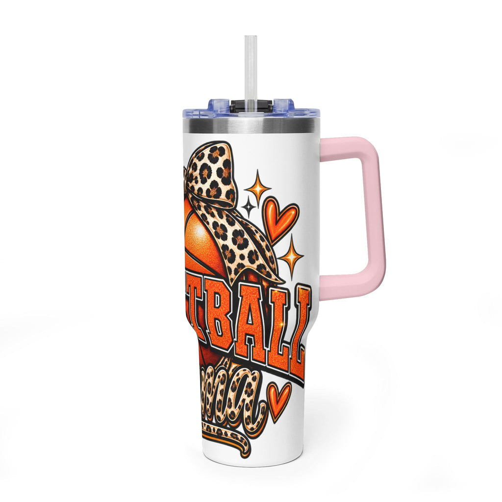 Basketball Mom Leopard Bow 40oz Vacuum Tumbler