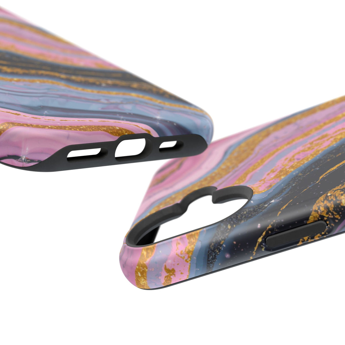 Marbled Pink & Gold Magnetic Phone Case — Impact-Resistant Protective Cover