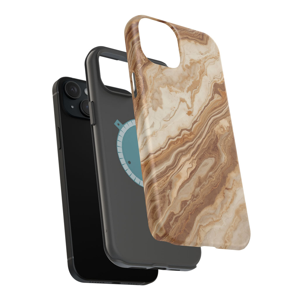 Magnetic Impact-Resistant Phone Case — Brown Marble Protective Cover