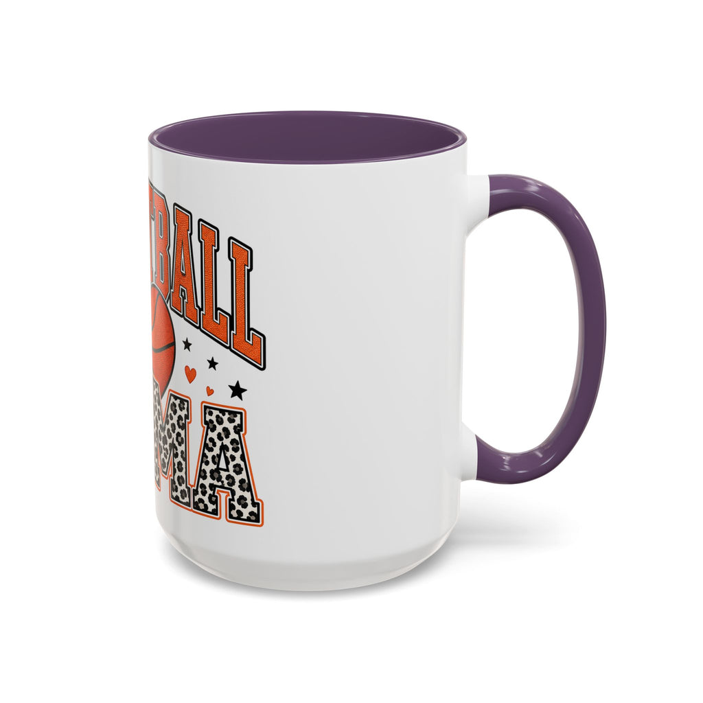 Basketball Mama Accent Coffee Mug – Leopard Print Hoop Mom Gift (11/15oz)