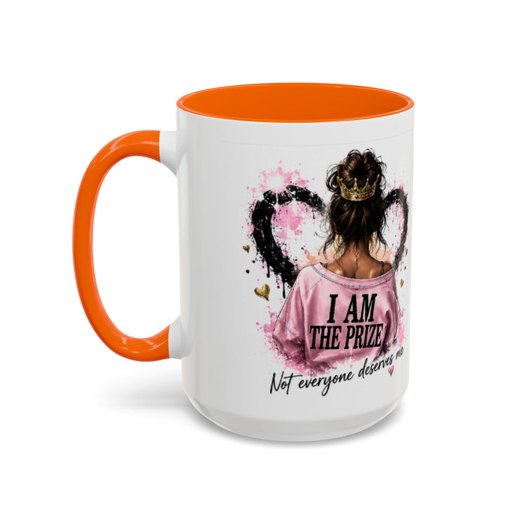 Accent Coffee Mug — "I Am The Prize" Floral Heart Design (11/15oz)
