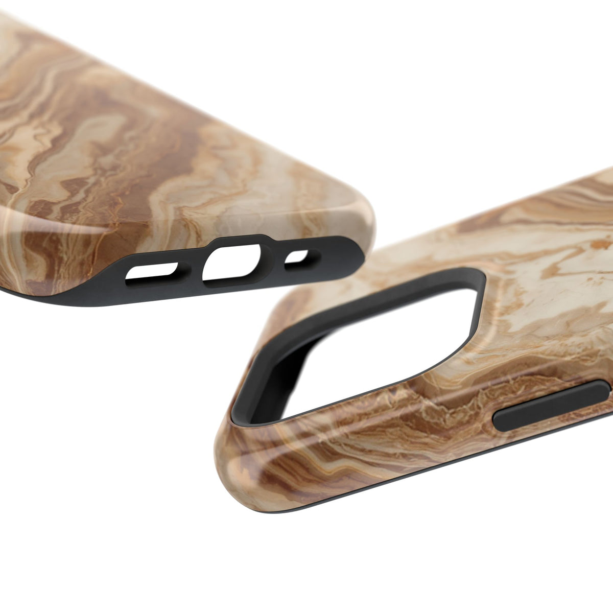 Magnetic Impact-Resistant Phone Case — Brown Marble Protective Cover