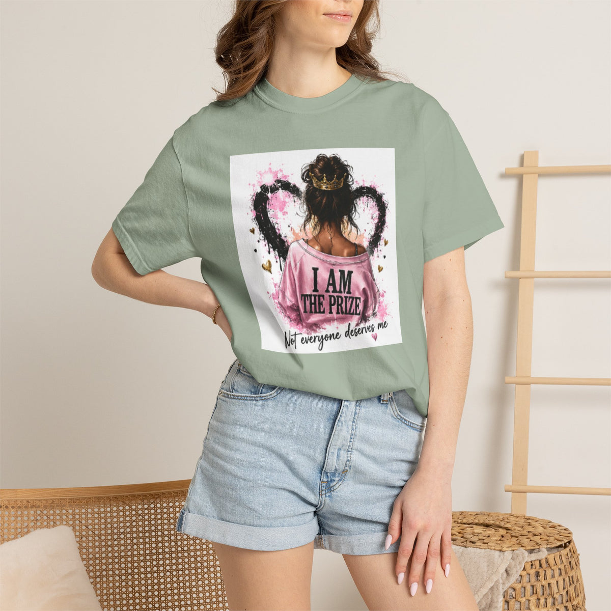 I Am The Prize T-Shirt — Self-Love Graphic Tee with Angel Wings