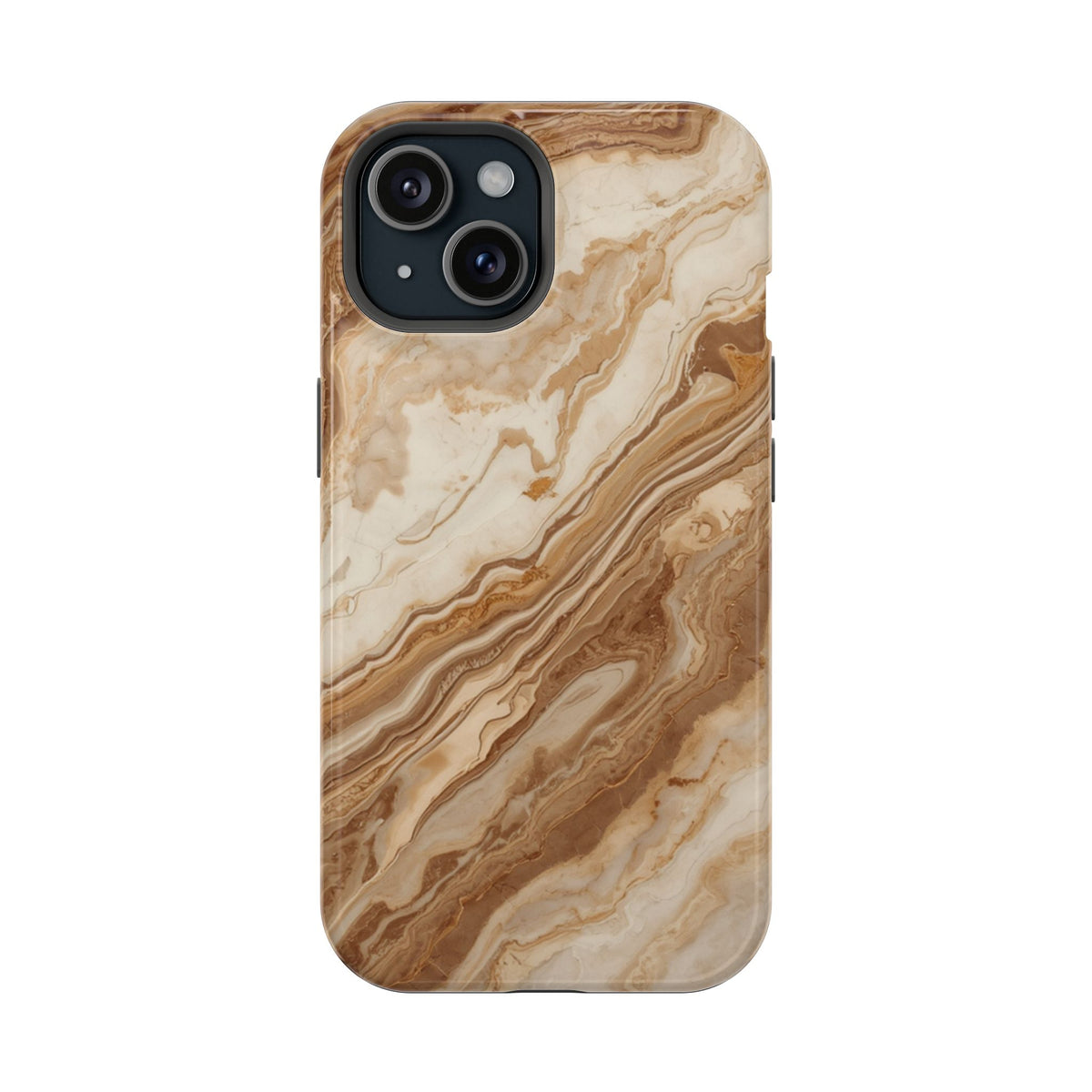 Magnetic Impact-Resistant Phone Case — Brown Marble Protective Cover