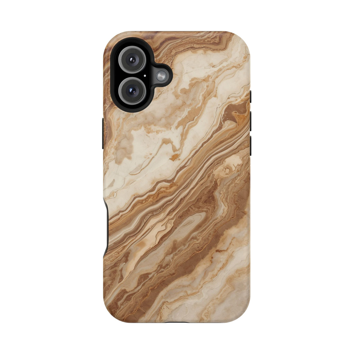 Magnetic Impact-Resistant Phone Case — Brown Marble Protective Cover