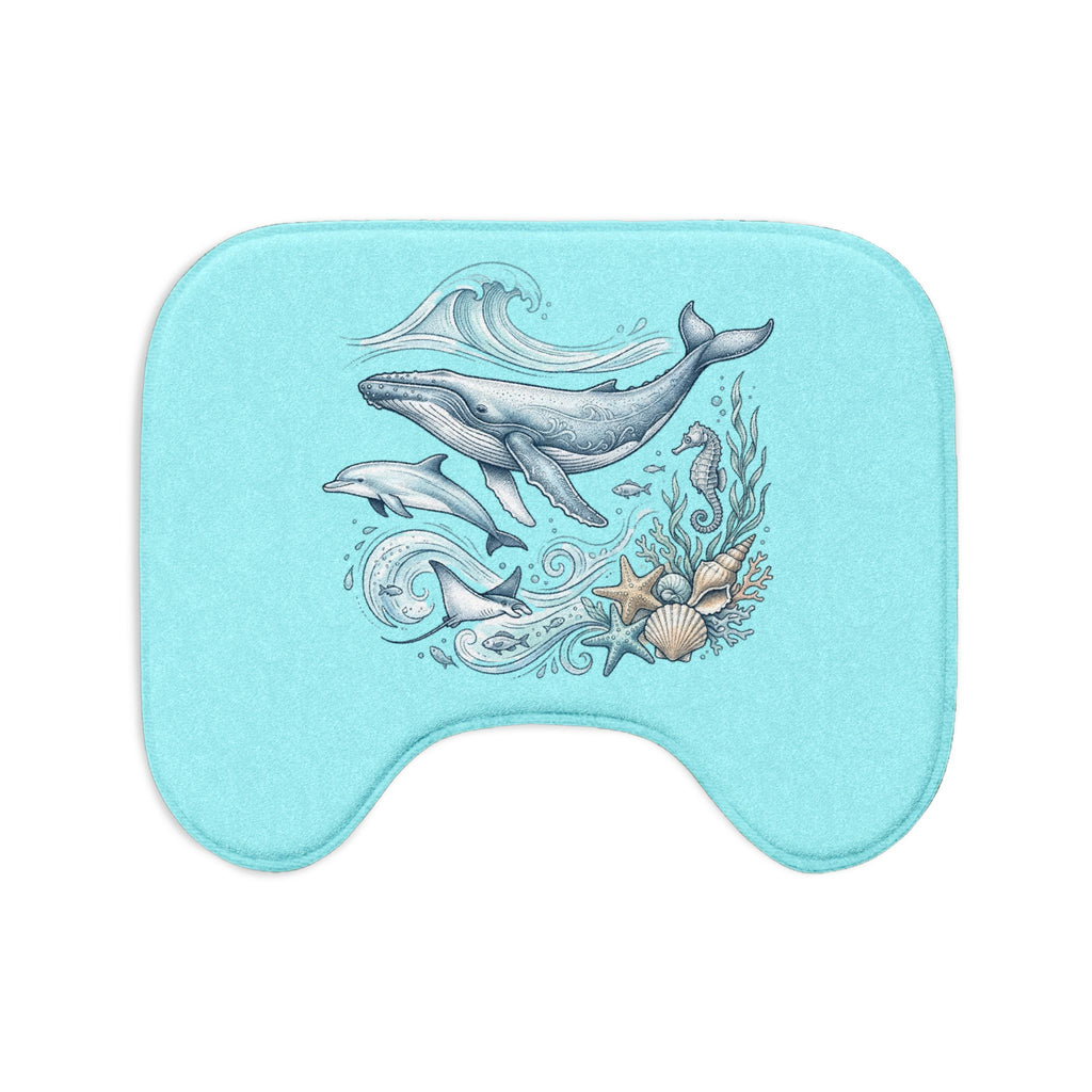 Ocean Whale Bath Mat Set — 3-Piece Sea Life Bathroom Rugs