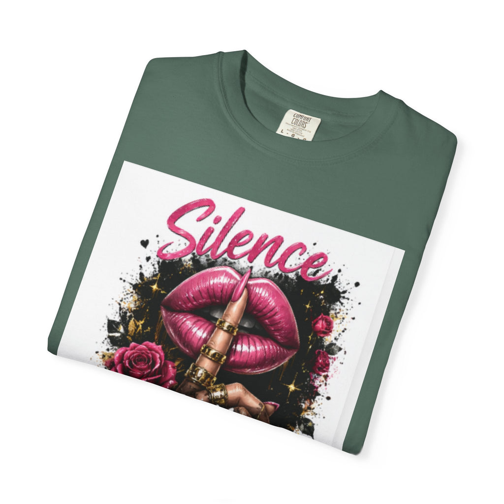 Silence Is My Power T-Shirt — Graphic Lip & Rose Statement Tee
