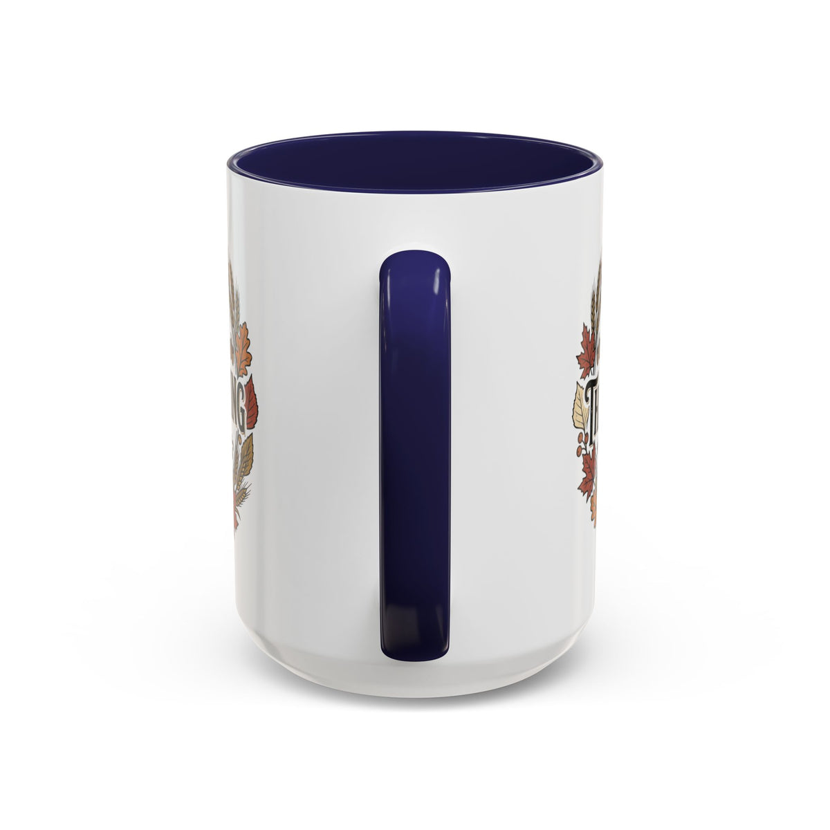 Happy Thanksgiving Accent Coffee Mug — "Harvest Blessings" Fall Pumpkin Wreath (11/15 oz)