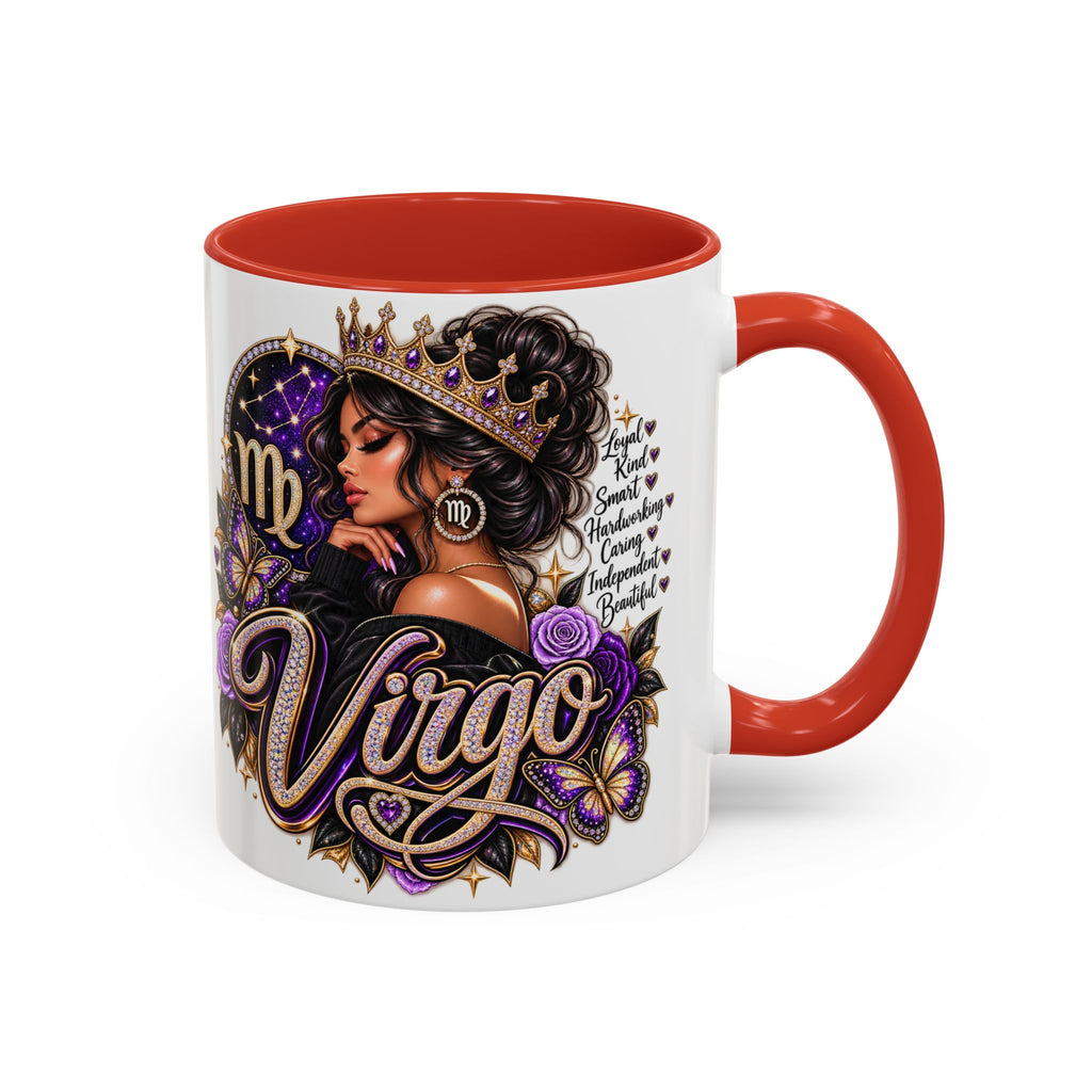 Virgo Zodiac Accent Coffee Mug — Purple Crowned Virgo Astrology Gift (11/15oz)