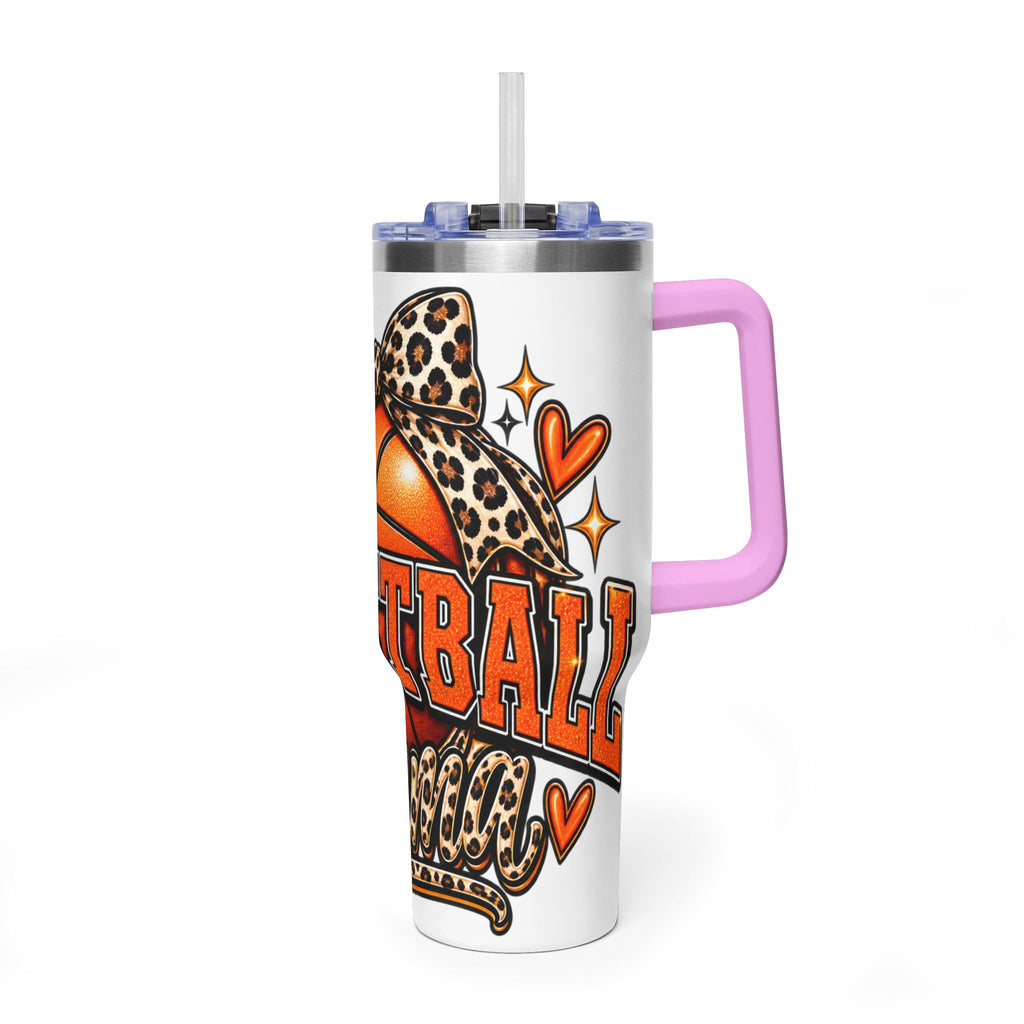 Basketball Mom Leopard Bow 40oz Vacuum Tumbler