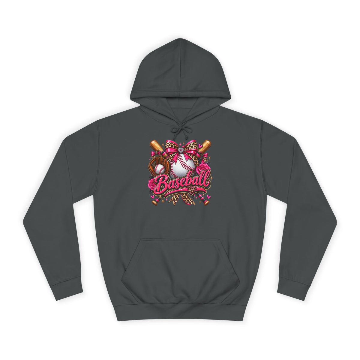 Baseball Heart Graphic Hoodie – Pink Softball/Baseball Team Pullover