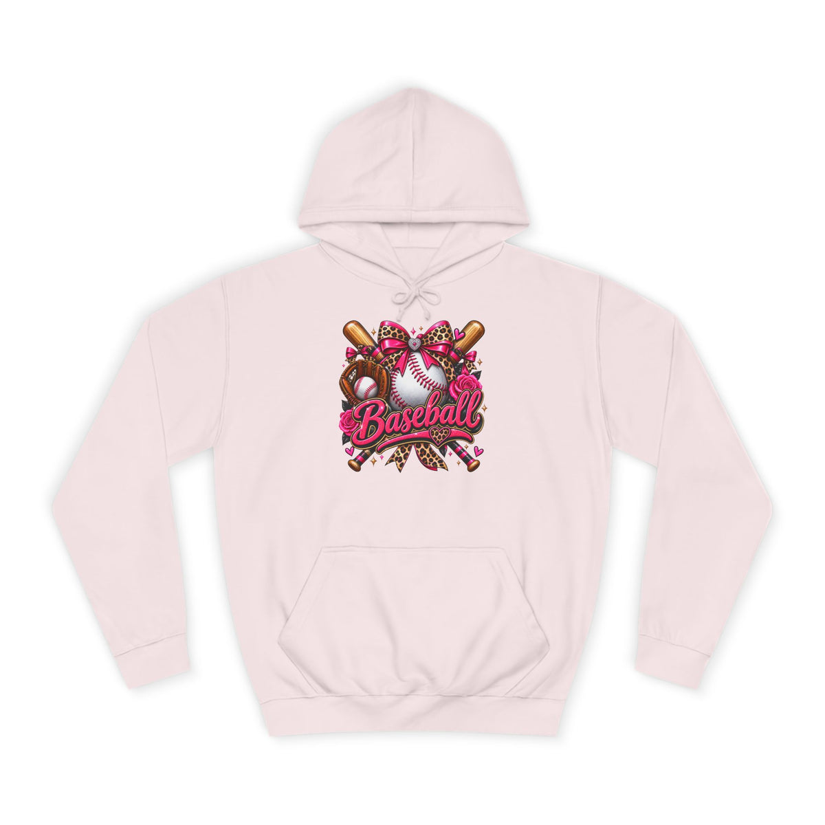 Baseball Heart Graphic Hoodie – Pink Softball/Baseball Team Pullover