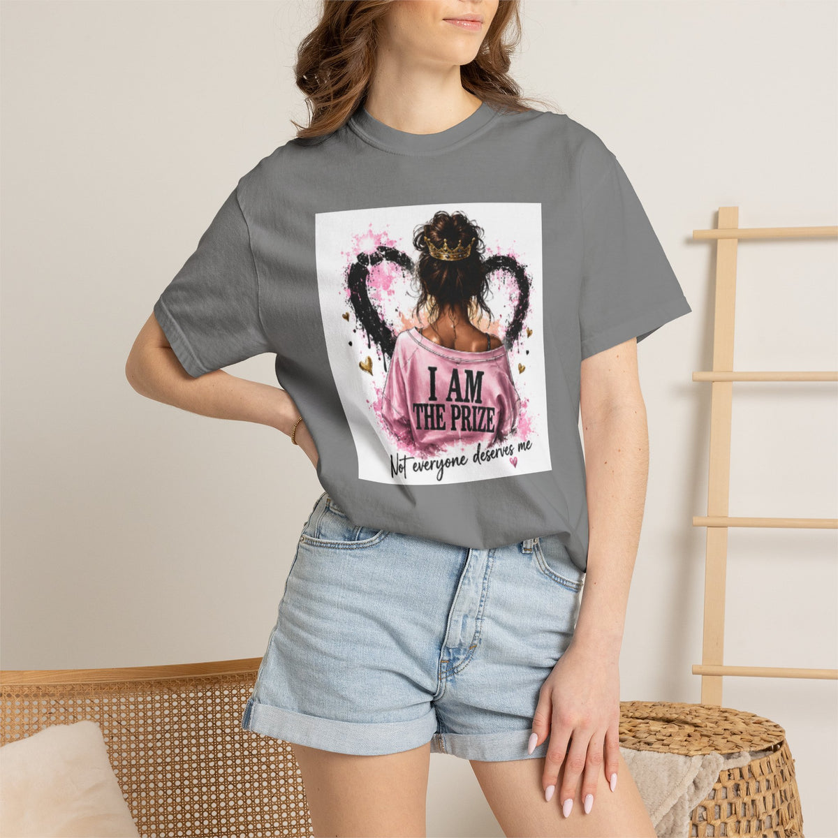 I Am The Prize T-Shirt — Self-Love Graphic Tee with Angel Wings