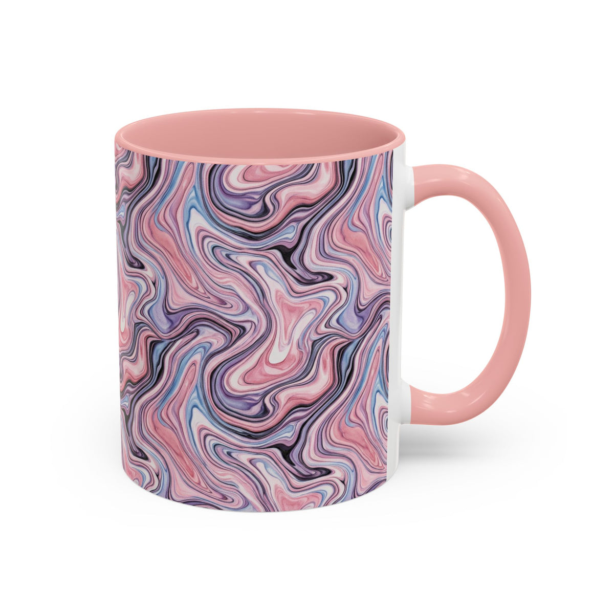 Pink Marble Swirl Accent Coffee Mug – 11/15oz
