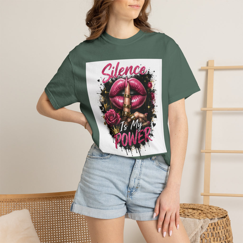 Silence Is My Power T-Shirt — Graphic Lip & Rose Statement Tee