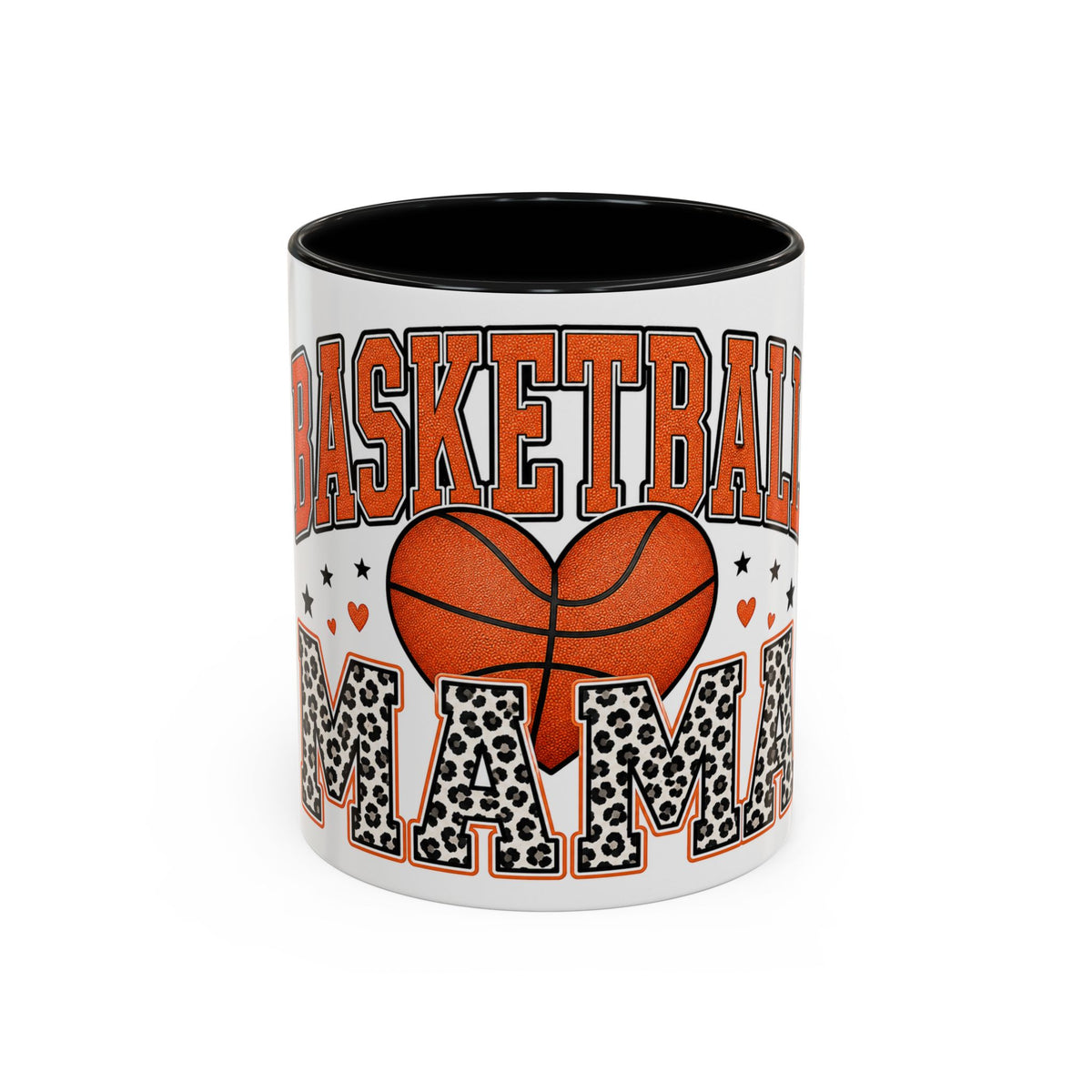 Basketball Mama Accent Coffee Mug – Leopard Print Hoop Mom Gift (11/15oz)