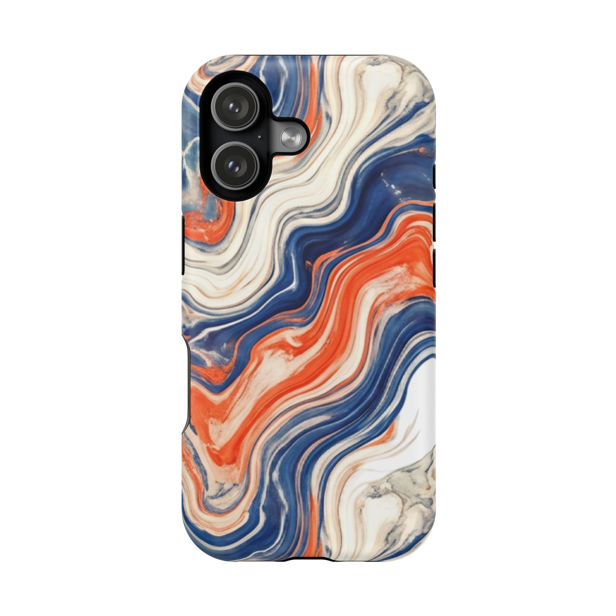 Marbled Wave Magnetic Impact Phone Case — Blue & Orange Swirl Protective Cover