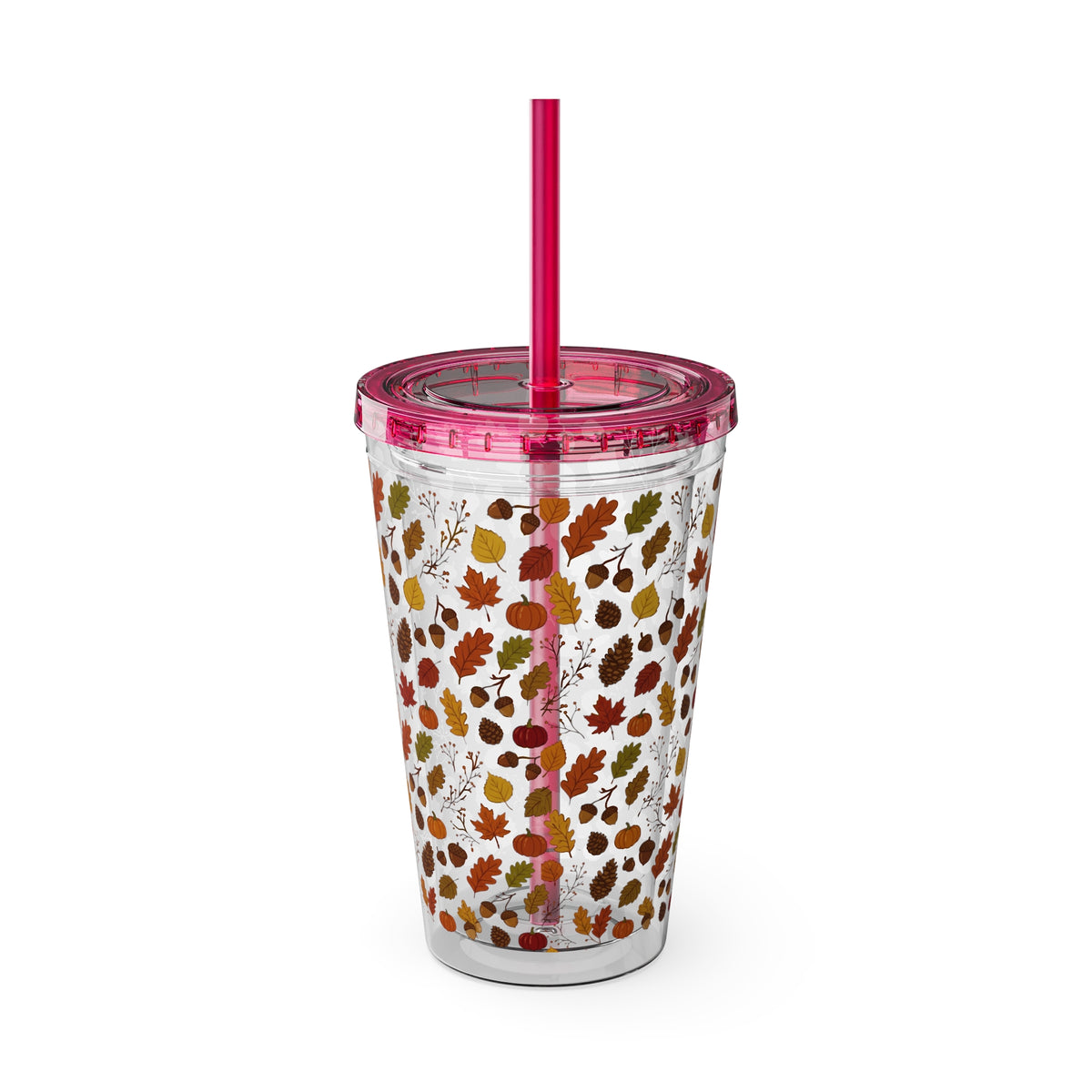 Autumn Leaves 16oz Tumbler with Straw – Fall Floral Insulated Cup