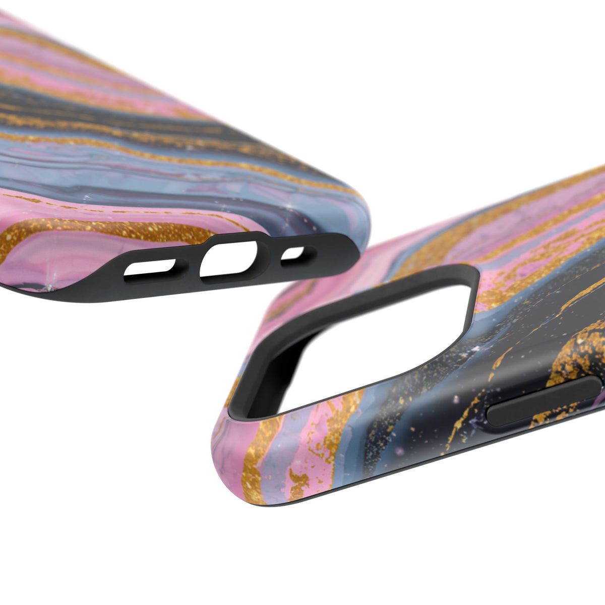 Marbled Pink & Gold Magnetic Phone Case — Impact-Resistant Protective Cover