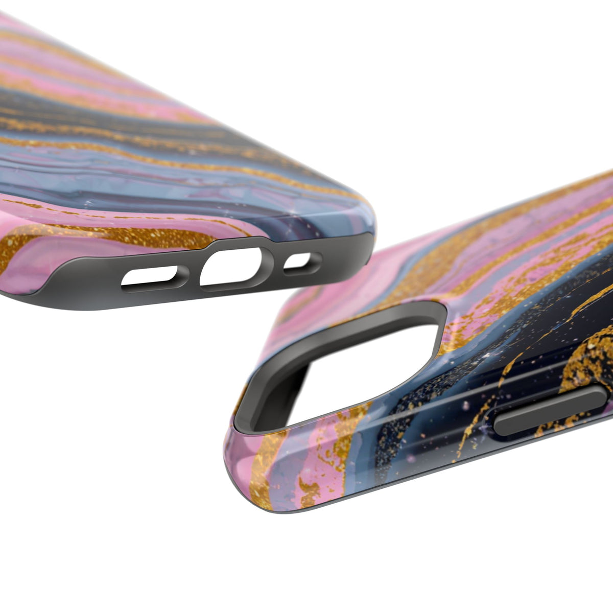 Marbled Pink & Gold Magnetic Phone Case — Impact-Resistant Protective Cover