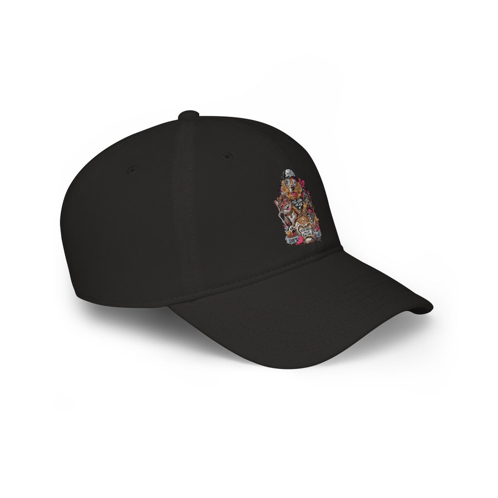 Red Puppy Pile Baseball Cap — Cute Dog Stack Embroidered Low Profile Hat