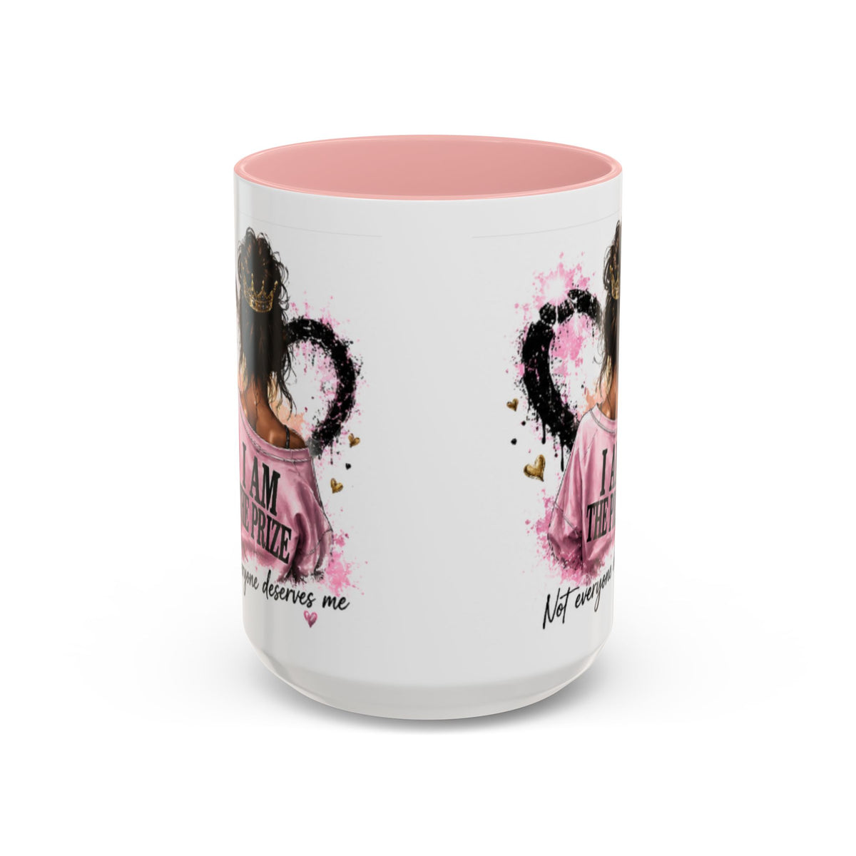 Accent Coffee Mug — "I Am The Prize" Floral Heart Design (11/15oz)