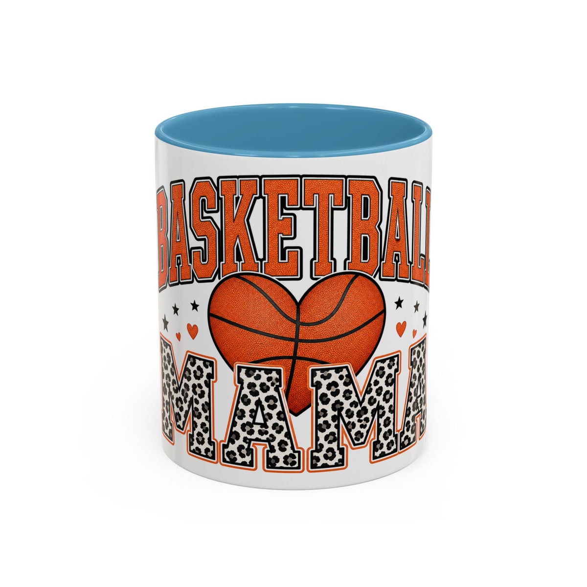 Basketball Mama Accent Coffee Mug – Leopard Print Hoop Mom Gift (11/15oz)