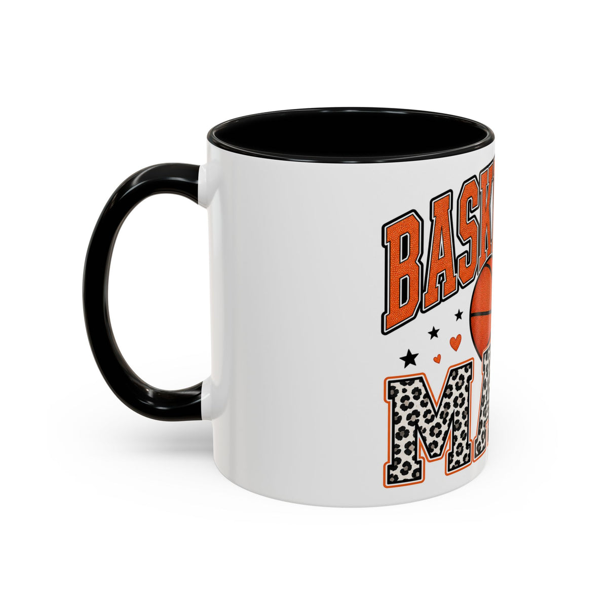 Basketball Mama Accent Coffee Mug – Leopard Print Hoop Mom Gift (11/15oz)