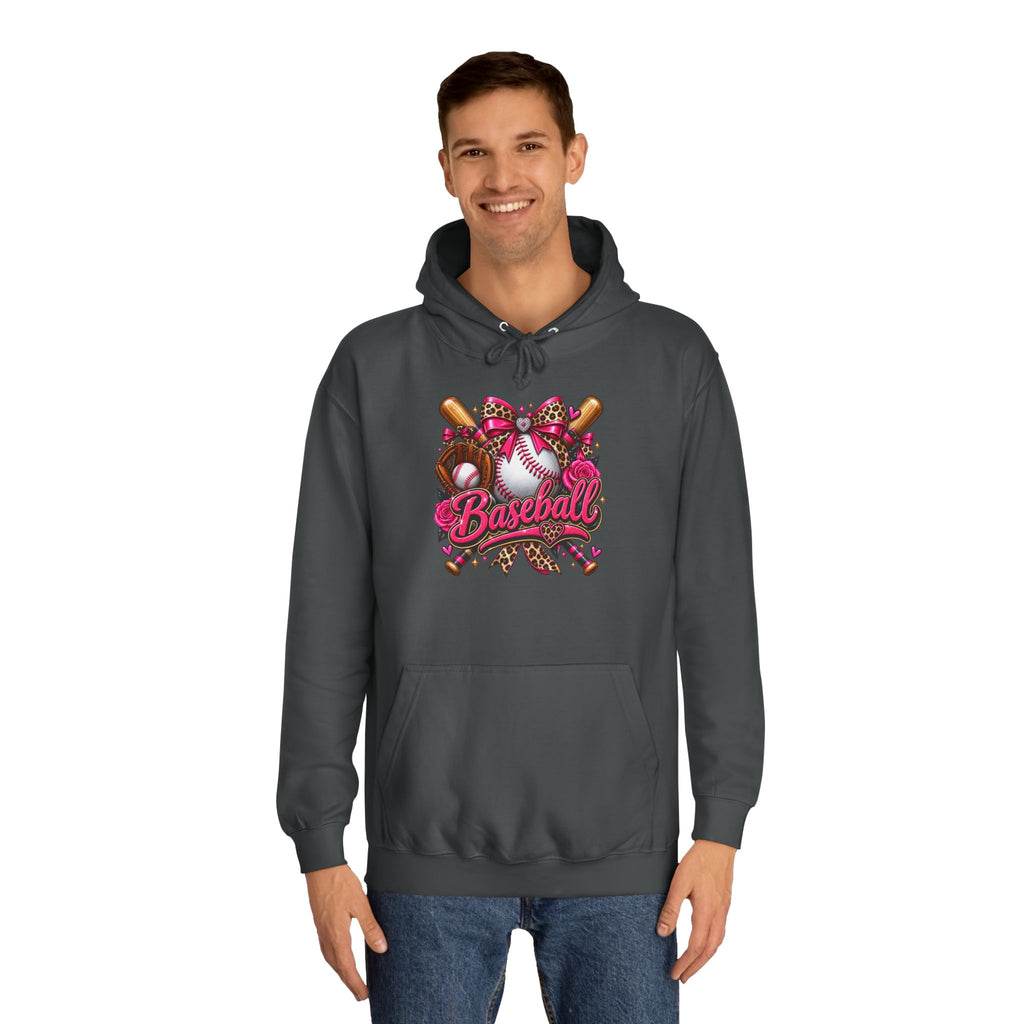 Baseball Heart Graphic Hoodie – Pink Softball/Baseball Team Pullover