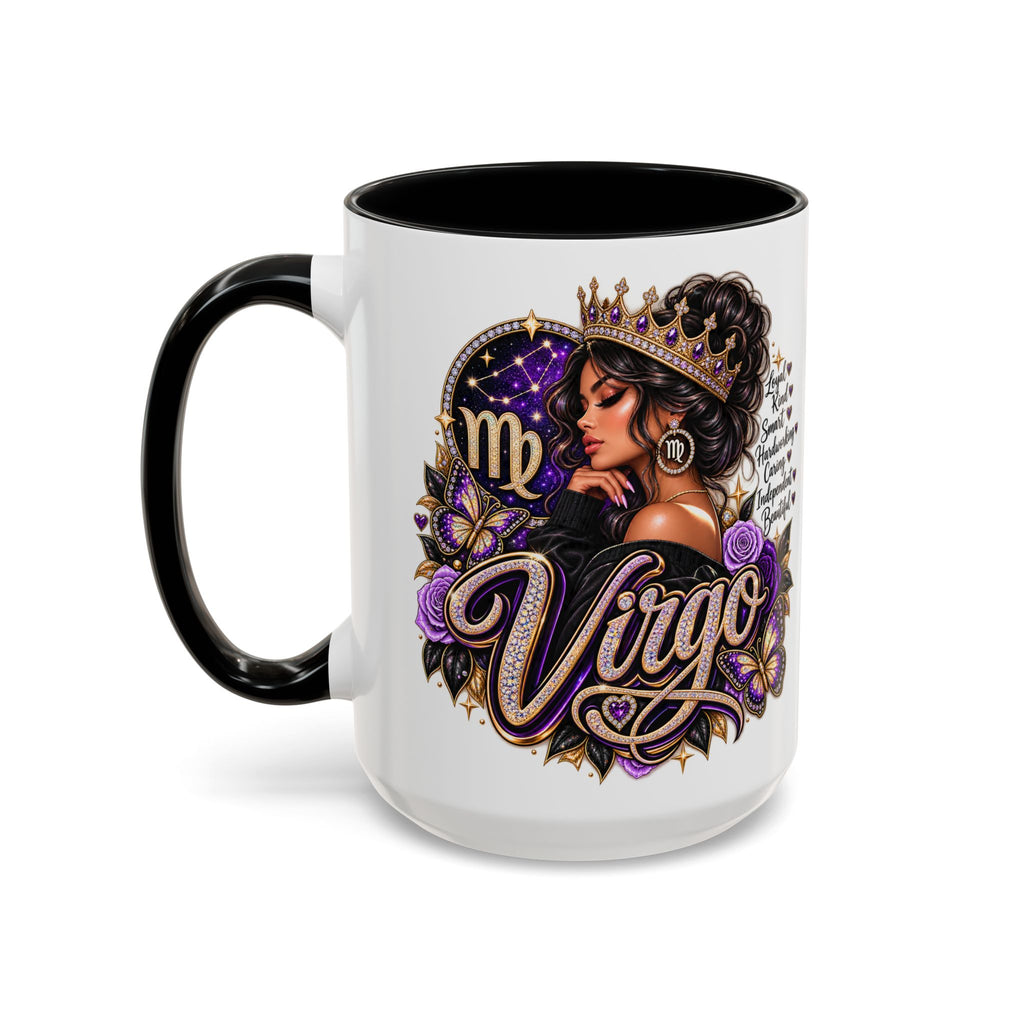 Virgo Zodiac Accent Coffee Mug — Purple Crowned Virgo Astrology Gift (11/15oz)