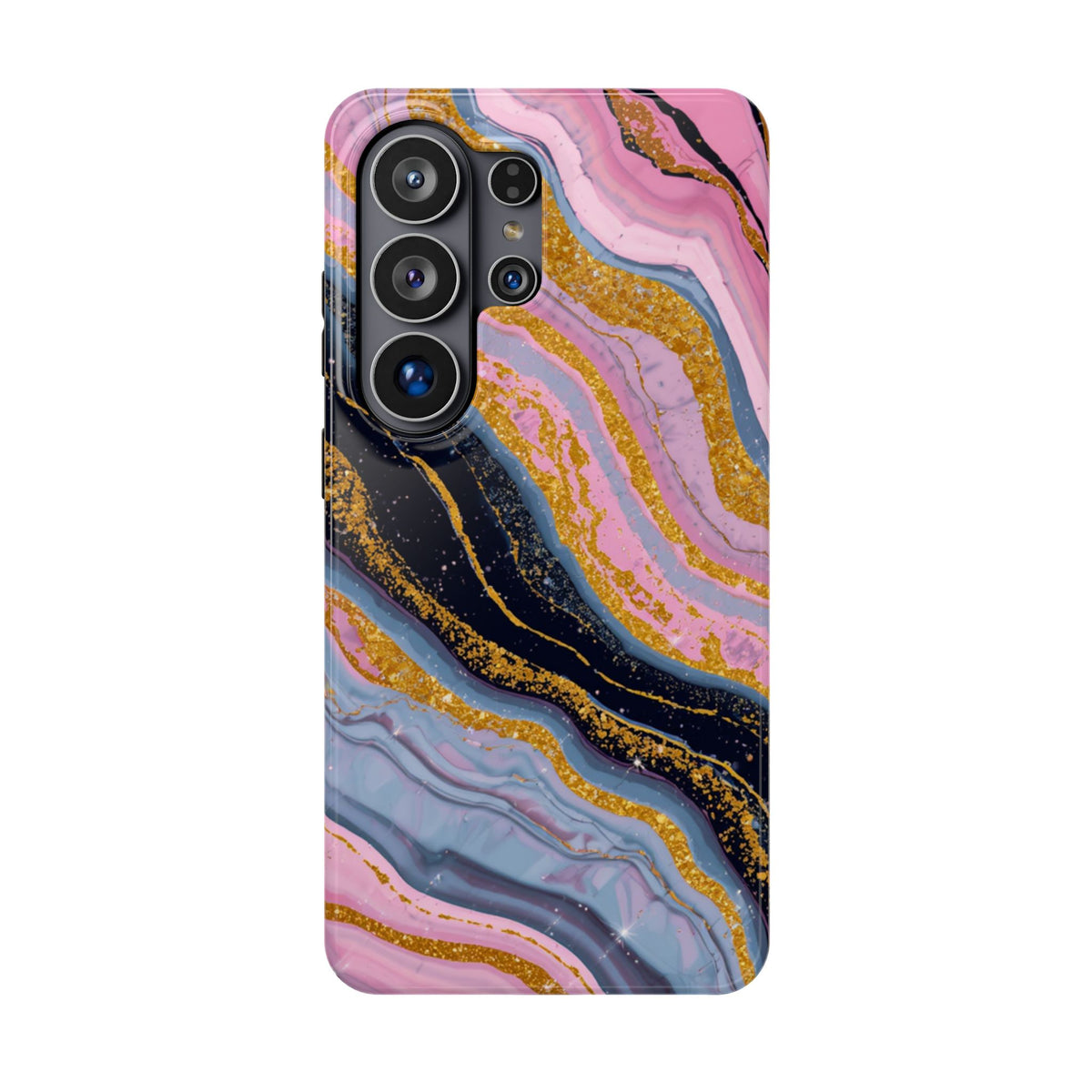 Marbled Pink & Gold Magnetic Phone Case — Impact-Resistant Protective Cover