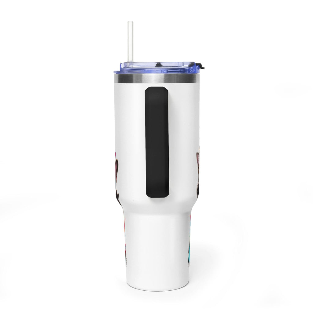 40oz Vacuum Tumbler — "Life is Better with Pets" Colorful Dog & Cat Travel Mug