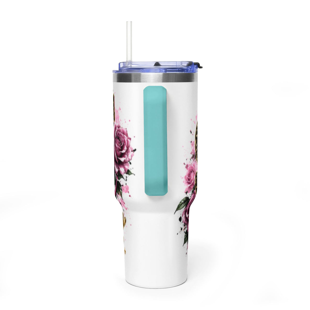 40oz Tumbler - "Self Love is the Real Glow" Leopard Crown Floral Insulated Cup