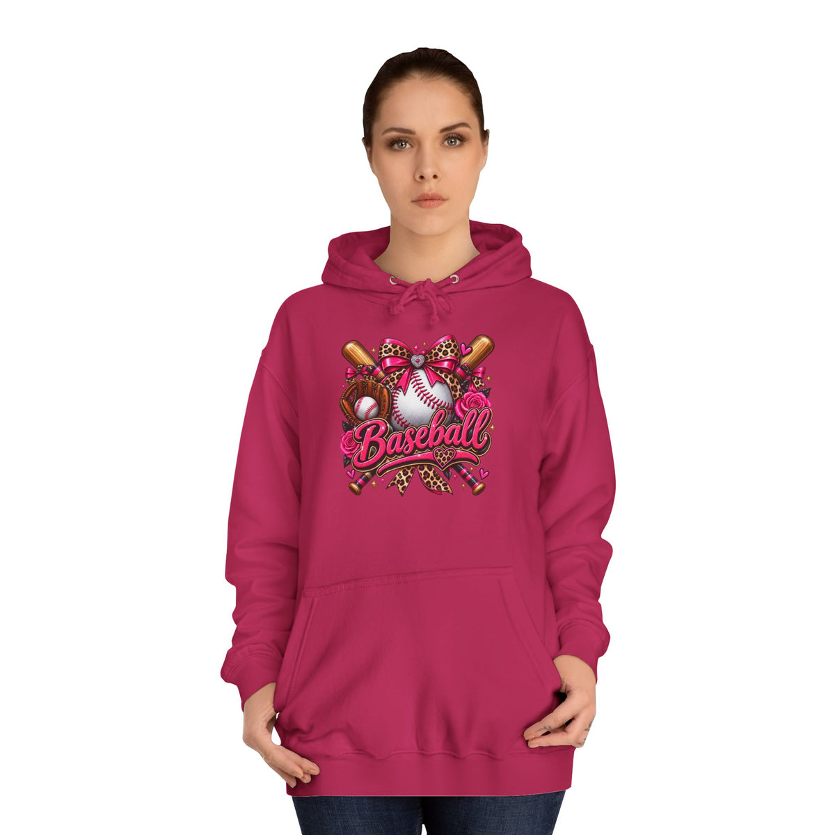 Baseball Heart Graphic Hoodie – Pink Softball/Baseball Team Pullover