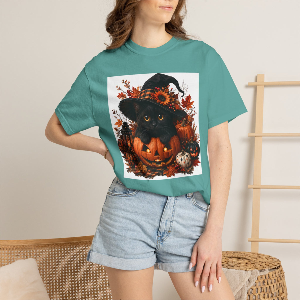 Halloween Black Cat Pumpkin T-Shirt